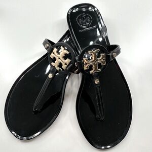 Tory Burch Mini Miller Jelly Sandal Black/Gold Size 6